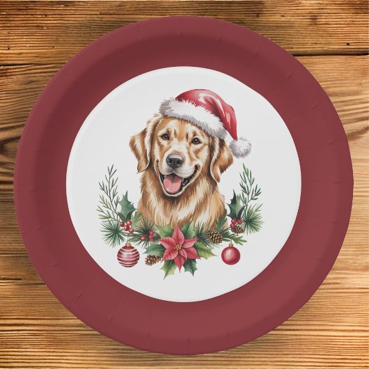 Cute Golden Retriever Kerstmis Papieren Bordje