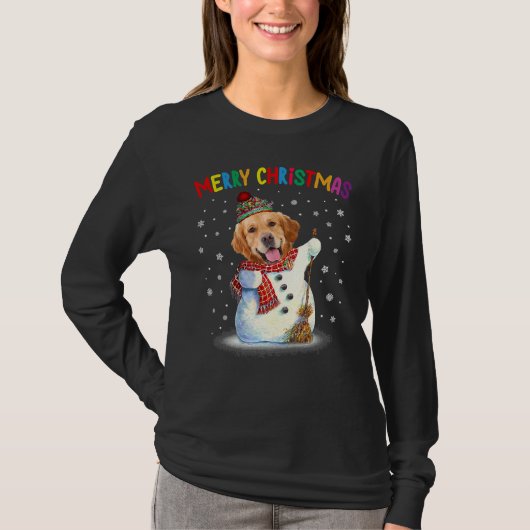 Cute Golden Retriever KerstPajama T-shirt (Voorkant)