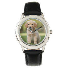 Cute Golden Retriever Kid's Personalized Horloge