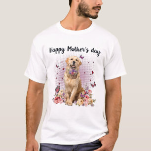 Cute Golden Retriever mam Flower Happy Moeders Da T-shirt