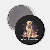 Cute Golden Retriever mama Flower Happy Moeder Magneet (Voorkant / Achterkant)