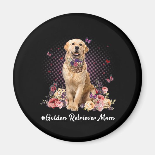 Cute Golden Retriever mama Flower Happy Moeder Magneet (Voorkant)