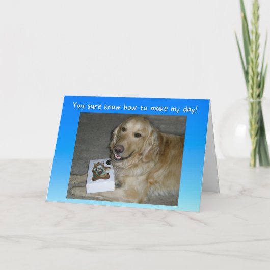 Cute Golden Retriever met Behandelingen Bedankt Kaart (Voorkant)