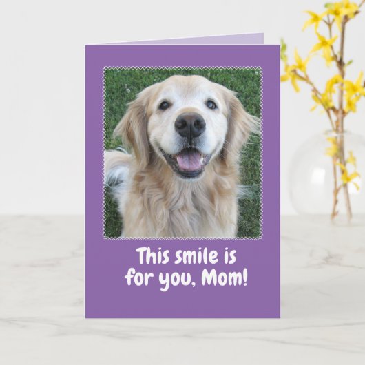 Cute Golden Retriever Moederdag Kaart (Gele Bloem)