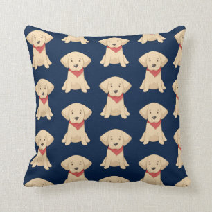 Cute Golden Retriever Puppies Red Scarf Navy Blue Kussen