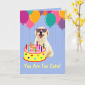Cute Golden Retriever Puppy Birthday Kaart (Gele Bloem)