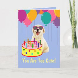 Cute Golden Retriever Puppy Birthday Kaart