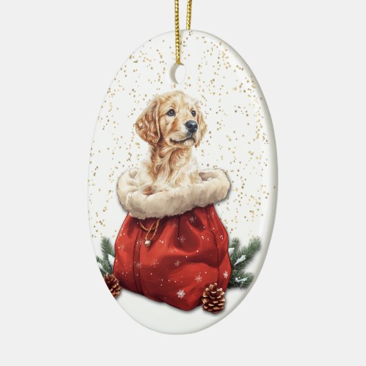 Cute Golden Retriever Puppy Christmas Gift Bag Keramisch Ornament (Links)