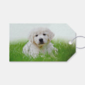 Cute Golden Retriever Puppy Dog Green Grass Cadeaulabel (Voorkant (Horizontaal))