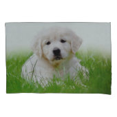 Cute Golden Retriever Puppy Dog Green Grass Kussensloop (Voorkant)