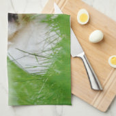 Cute Golden Retriever Puppy Dog Green Grass Theedoek (Quarter Fold)