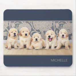 Cute Golden Retriever Puppy Dog Persoonlijke naam Muismat