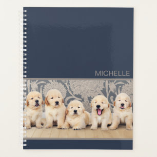 Cute Golden Retriever Puppy Dog Persoonlijke naam Planner
