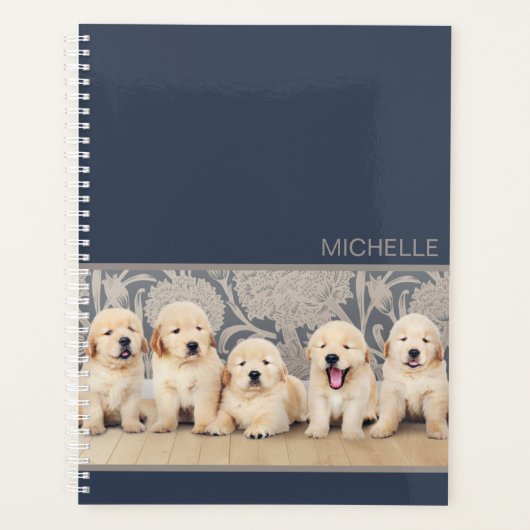 Cute Golden Retriever Puppy Dog Persoonlijke naam Planner (Voorkant)