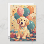 Cute Golden Retriever Puppy Flat Wenskaart Bedankkaart (Voorkant / Achterkant)