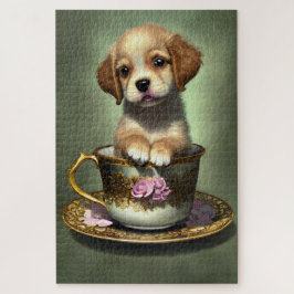 Cute Golden Retriever Puppy in een Teacup Legpuzzel