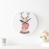 Cute Golden Retriever Puppy KerstAntlers Grote Klok (Huis)