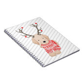 Cute Golden Retriever Puppy KerstAntlers Notitieboek (Rechterzijde)