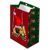 Cute Golden Retriever Puppy Kerstmis Medium Cadeauzakje (Voorkant Gekanteld)