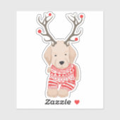 Cute Golden Retriever Puppy KerstSweater Sticker (Vel)