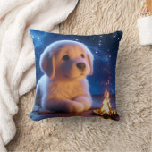 Cute Golden Retriever Puppy Under Starry Night Sky Kussen (Deken)