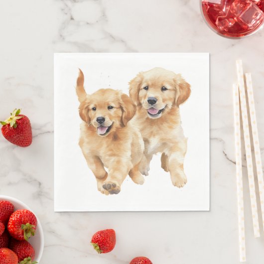 Cute Golden Retriever Puppy Waterverf Puppy Dog Servet (Insitu)