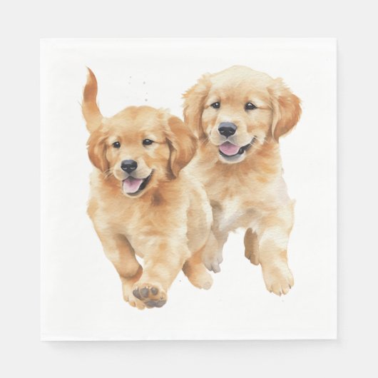 Cute Golden Retriever Puppy Waterverf Puppy Dog Servet (Voorkant)