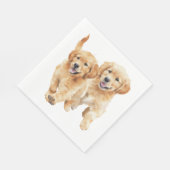 Cute Golden Retriever Puppy Waterverf Puppy Dog Servet (Hoek)