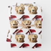 Cute Golden Retriever Santa Claus Inpakpapier Vel (In situ)