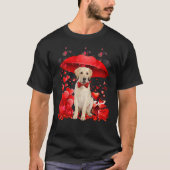 Cute Golden Retriever Valentijn Hearts Umbrella Lo T-shirt (Voorkant)