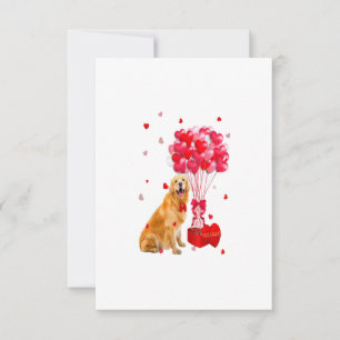 Cute Golden Retriever Valentine Day Heart Dog Love RSVP Kaartje