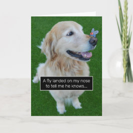 Cute Golden Retriever vliegt met een bericht van e Kaart