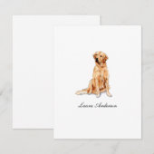 Cute Golden Retriever waterverf Flat Bedankkaart (Voorkant / Achterkant)