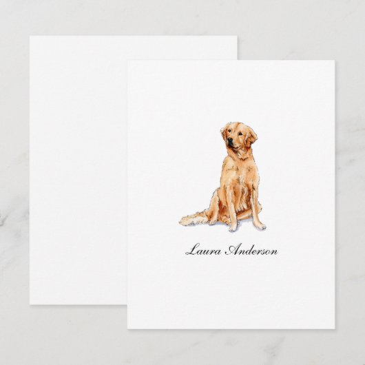 Cute Golden Retriever waterverf Flat Bedankkaart (Voorkant / Achterkant)