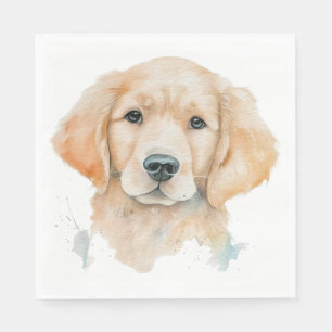 Cute Golden Retriever Waterverf Puppy Dog Servet