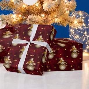 Cute Golden Snowman Cadeaupapier