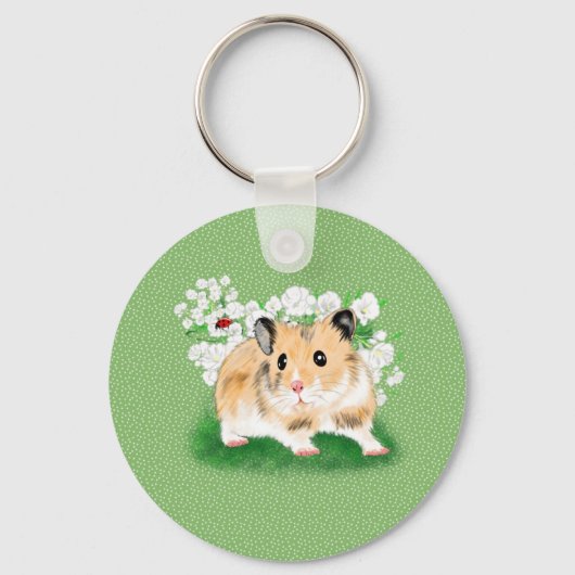 Cute golden Syrian Hamster art giften accessoires Sleutelhanger (Voorkant)