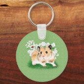 Cute golden Syrian Hamster art giften accessoires Sleutelhanger (Voorkant)