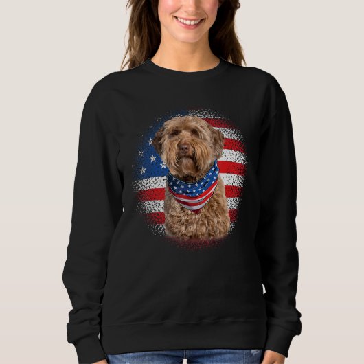 Cute Goldendoodle Dog American Flag Indepedence Da Trui (Voorkant)