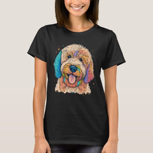 Cute Goldendoodle Dog on Golden Doodle  1 T-shirt (Voorkant)