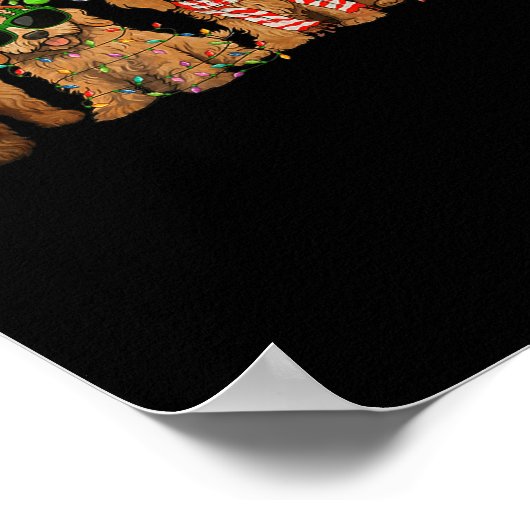 Cute Goldendoodle Dogs Christmas Lights Golden Doo Poster (Hoek)