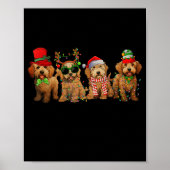 Cute Goldendoodle Dogs Christmas Lights Golden Doo Poster (Voorkant)