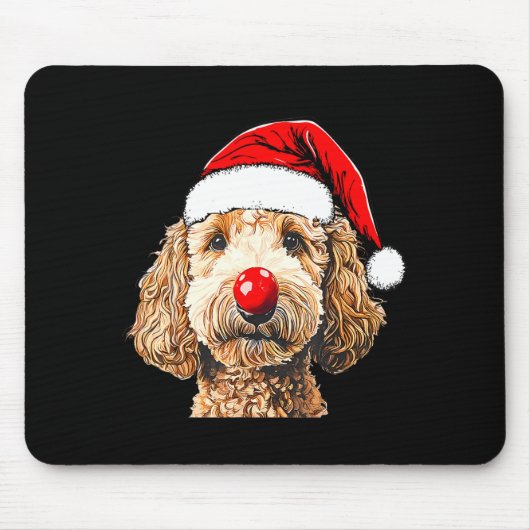 Cute Goldendoodle Dogs Christmas Santa Golden Dood Muismat (Voorkant)