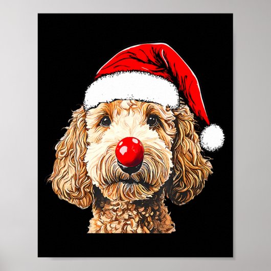 Cute Goldendoodle Dogs Christmas Santa Golden Dood Poster (Voorkant)