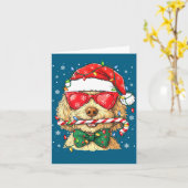 Cute Goldendoodle Santa Hat Xmas Lights Goldendood Kaart (Gele Bloem)