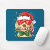 Cute Goldendoodle Santa Hat Xmas Lights Goldendood Muismat (Met muis)