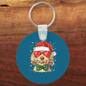 Cute Goldendoodle Santa Hat Xmas Lights Goldendood Sleutelhanger (Voorkant)