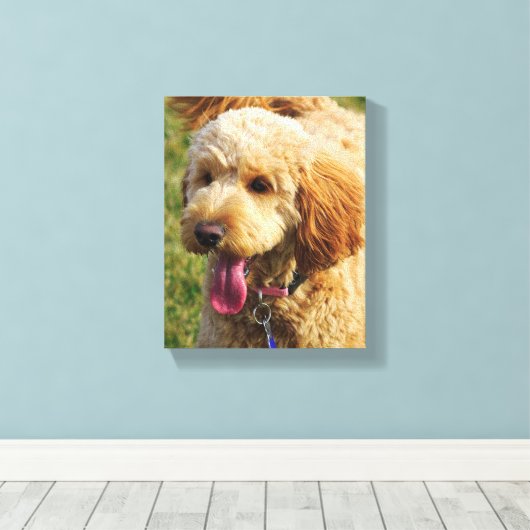Cute Goldenle Dog Canvas Afdruk (Insitu (Houten vloer))