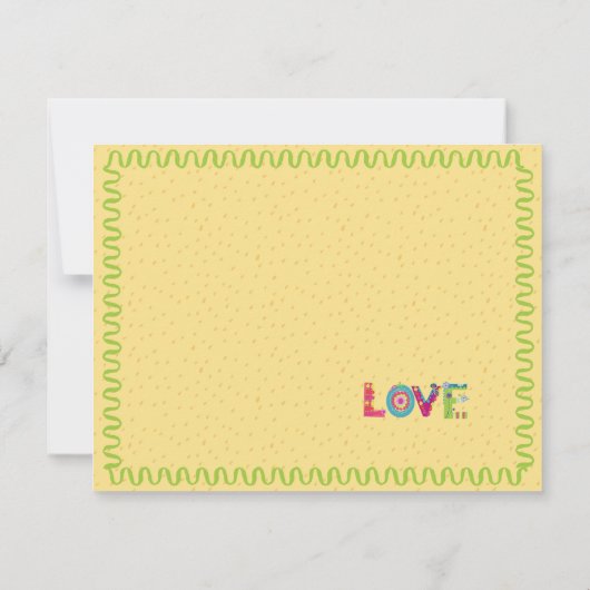 Cute Goldenle Fun Floral Letters   Bedankkaart (Achterkant)