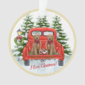 Cute Goldenles  Red Truck Ornament (voorkant)